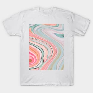 preppy girly chic marble pattern pastel  pink mint swirls T-Shirt